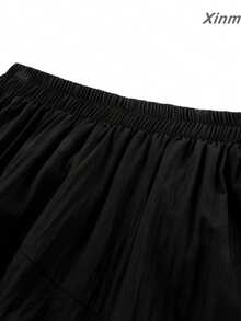 Elegant Layered Skirt With Lace Patchwork And Ruffle Hem, Soft Spring/Summer Style, Versatile For Travel, Casual And Vacation Wear - Black - View 2