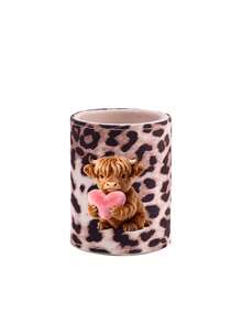 Leopard Print Highland Cattle Makeup Brush Holder, Makeup Storage Box, Makeup Tool Storage, Multifunctional Makeup Holder, Leopard Print Cute Storage Box, Desktop, Dressing Table, Lobby, Living Room Decoration, Gifts For Friends - Multicolor - View 13