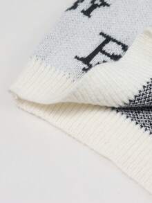 1pc Boys' Cool Personalized Vintage Letter Print Pullover Sweater, Autumn/Winter - White - View 9