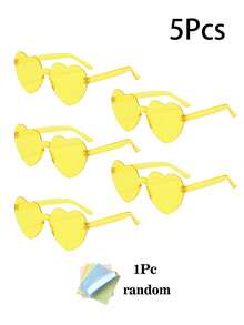 5/10 Pcs Women's Heart Shaped Party Glasses, Yellow Fashion Heart Glasses, Party Glasses, Beach Accessories, Suitable For Weddings, Birthday Parties, Travel, Bridal Showers, Bachelorette Parties, Weddings, Bridal Team Gifts - Glasses - View 9