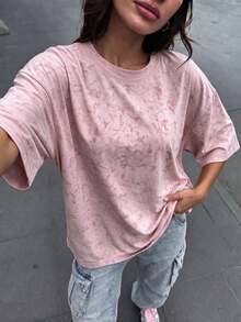 Couple Matching Fashion Loose Short Sleeve T-Shirt | Exquisite Design | Summer Essential | Easy To Style | Show Your Style - Pink - View 3
