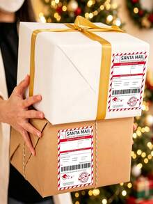 20PCS Christmas Postage Stamp Sticker Set, North Pole Post Office Santa Claus Delivery Label Stickers, Gift Box Package Decoration Stickers, Christmas Gift Wrapping Seal Stickers, Holiday Gift Box DIY Decoration Adhesive Stickers, Gift Box Envelope Gift Wrapping Accessories - Multiple Styles - View 7