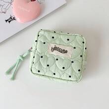 1pc Women's Coin Purse - Polka Dot Heart Mini Square Coin Purse, Korean Style Makeup Bag, Sanitary Napkin Storage Bag, Multiple Colors Available, Portable Cosmetic Storage Bag, Slot Compartment Design Suitable For Travel, Vacation, Home Use, Perfect Gift - Multicolor - View 10
