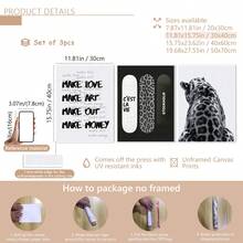 3 Pieces Set Frameless Retro Black And White Gallery Wall Art, Y2K Aesthetic Fashion Collage Poster Set, Grunge Leopard Print, Suitable For Dormitories, Bedrooms, And Apartments | Avant-Garde Room Decoration, Selected Wall Gallery - Multicolor - View 14