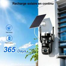 szsinocam 1pc-1440P 3-Lens 3-Screen Solar PTZ Security Camera, 2.4G WiFi Outdoor 360° Panoramic, 8000mAh Battery, Solar & USB Charge, PIR Human Detection, Full Color Night Vision, Two-Way Audio, IP66 Weather Resistance For Farm Yard Home Surveillance - Black - View 11