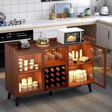 Armario de Bar de Vinos con Luz LED Gabinete de Licor - Marrón - Ver 3