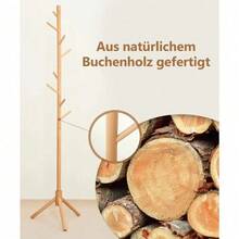 174cm Solid Wood Freestanding Coat Rack with 8 Hooks – Space-Saving Garment Stand for Bedroom, Living Room & Office, Ideal for Entryway Coats & Bags, Temporary Storage & Tip-Resistant Nordic or Japanese Style Decor - Beige - Übersicht 5