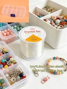 1 Roll 100m Transparent Crystal Elastic Cord With Spool, High Wear-Resistant Heavy Duty Elastic Beading String, Strong And Durable, Suitable For DIY Handmade Bracelets, Necklaces, Prayer Beads, Jewelry Making, Essential Accessory For Craft Enthusiasts - A - View 15