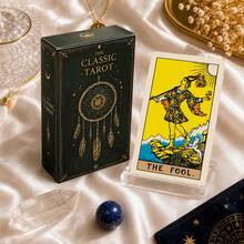 A Beginner's Guide To 78 Classic Tarot Cards, Portable Divination Game, Halloween And Thanksgiving Gifts, Game Gifts,With Paper Manual - Black - View 6