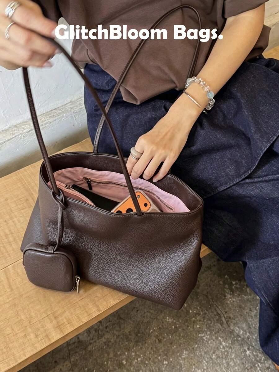 尼龍腋下托特包 大容量通勤肩背包 附小化妝包 無吊飾 輕量日常手提包