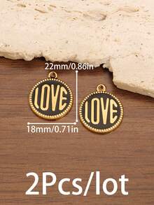 2pcs Stainless Steel LOVE Enamel Pendant 18K Gold Plated Round Charms For DIY Jewelry Making Supplies Accessories - Pendant - View 6