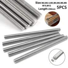 5PCS Stainless Steel Threaded Rod, 304 Grade All Thread Stud Bar M3 M4 M5 M6 M8, 250mm Fully Threaded Rod For DIY Hardware And Repair - Stainless Steel Threaded Rod - View 5