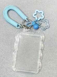 1pc Heavy Duty Retractable ID Badge Holder With Keychain And Wrist Strap, Transparent PVC Card Sleeve With Safety Lock, Anti-Theft Design, Durable ID Card Holder, Suitable For Student ID And Campus Card, Ideal Back To School Gift, Fits Student ID And Access Card - Includes Sliding Cover, Keychain And Meal Card Clip For Easy Card Visibility - Also Features Wrist Strap And Cute Pendant - A - View 5