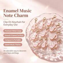 10PCS Pink Hollow Heart & Musical Note Enamel Keychain Pendants, Suitable For Bags, Wallets, Keys, Gifts For Women, Girls, Valentine's Day, Birthday, Thanksgiving, Christmas - 10PCS Musical Note Design - View 2
