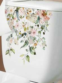 1pc PVC Toilet Lid Decal, Modern Flower Pattern Toilet Lid Decal For Home, Stickers, Wall Decal, Vinyl Decal For Home Decorations, Spring Decoration Items Refresh Your Home, Festival Decoration Stickers Gifts Birthday Graduation - Multicolor - View 2