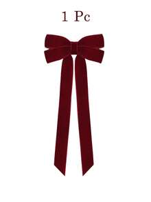 10pcs Burgundy Velvet Bows Christmas Tree Decorations, 5"X10", Suitable For Christmas Tree, Home, Room, Birthday Party, Front Door, Wedding And Other Holiday Decor, Christmas Wreath Bows, Rustic Handmade Gift Bows - Claret - View 12