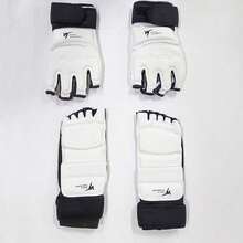 1 Set Taekwondo Gloves And Foot Guards, Training And Competition Combat Protective Equipment - Black and White - View 10