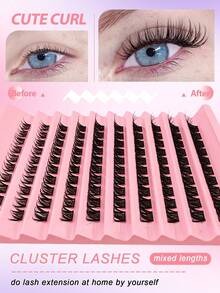 رموش صناعية فردية مجزأة بتجعيد C Curl، طول 8-16 مم، لتمديد الرموش DIY، مجموعات رموش فردية - B - مشاهدة 4