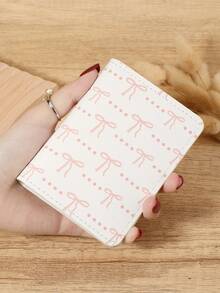 Fashionable Bow Print Snap Button Women's Coin Wallet, Lightweight And Portable Cash, Credit Card, Coin Card Bag, Suitable For Outdoor And Travel - Pink - View 12