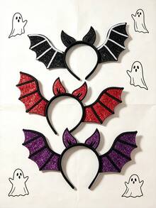 1pc Bat Wing Headband, Halloween Glitter Hair Band, Women Party Costume Hair Accessory - Multicolor - View 1