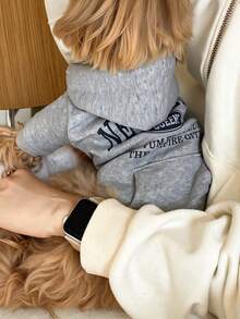 1pc Dog Pattern Print Hoodie, Warm And Comfortable Pet Clothing, Soft Winter Coat, Suitable For Small/Medium Dogs, Cute For Puppies And Cats - Multicolor - View 4