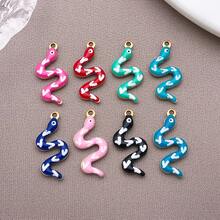 5/10psc Stainless Steel Enamel Snake Charms Multicolor Printed Serpent Animal Pendants For DIY Bracelet Necklace Earring Jewelry Making Findings - Multicolor - View 9