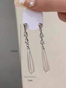 1 Pair French Vintage Premium Long Versatile Earrings, Cheongsam Style Ancient Charm Pearl Zirconia Water Drop Earrings - Multicolor - View 5