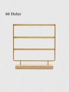 1pc Neutral Detachable Pendant Necklace Display Stand (Wooden Base), Multi-Row Jewelry Storage Rack, Suitable For Earrings, Jewelry, Hoop Earrings And Pendant Earrings, Can Be Placed On Vanity, Suitable For Bedroom And Vanity Use - Gold - View 13