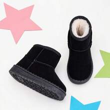 Girls' Black Plush Lined Snow Boots, Suitable For Autumn/Winter Daily School And Outdoor Wear - Black - View 3