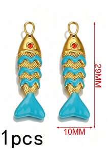 1 buah Liontin Ikan Enamel Gaya Laut Bohemian untuk Pembuatan Perhiasan, Liontin Ikan Warna-warni Stainless Steel untuk Perlengkapan Kalung dan Anting DIY - Liontin ikan - View 13