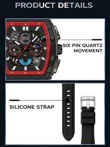 Top Brand Luxury Men's Watch Sport Type Multi Functional Waterproof Fashion Moon Sun Star Design Quartz Watch Digital Stylish Casual OFNS 1203 - Black - View 10