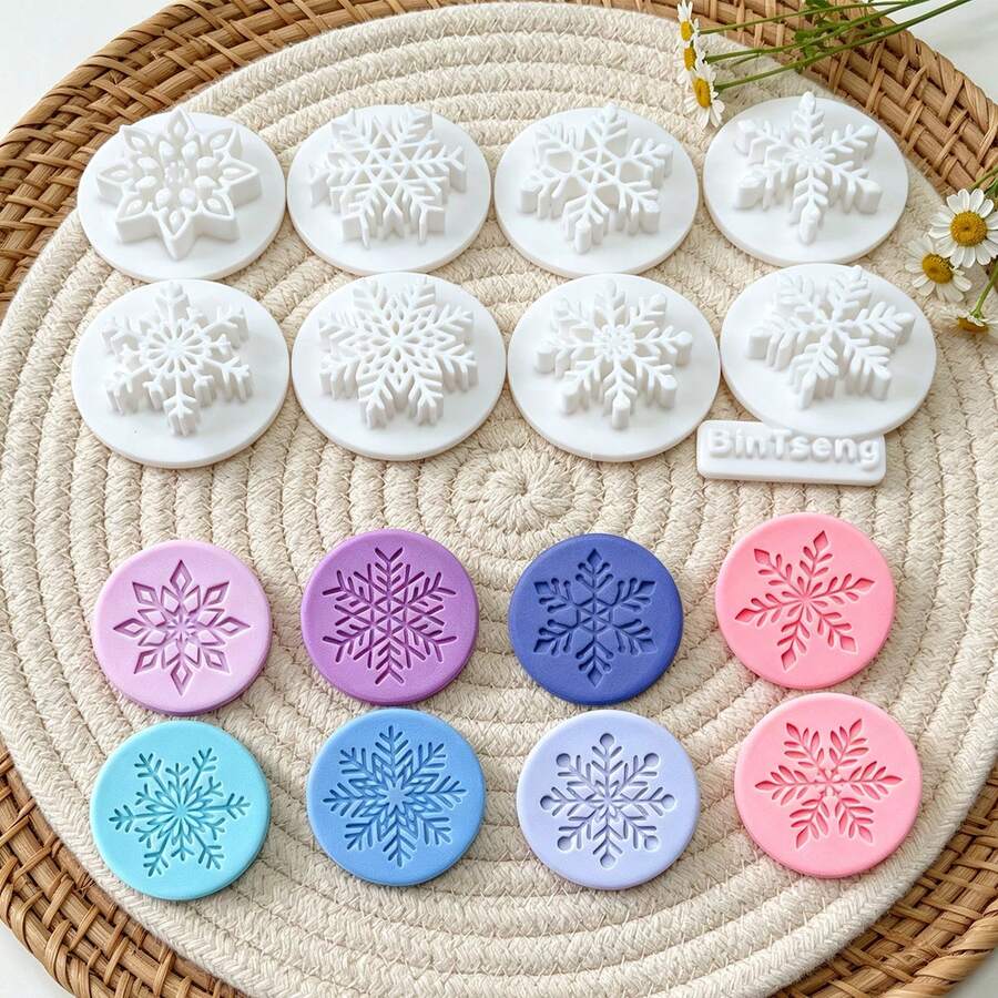 9Pcs Winter Snowflake Clay Cutters, Assorted Snow Pattern Clay Cutting Molds, DIY Handmade Earring Pendant Jewelry Craft Supplies