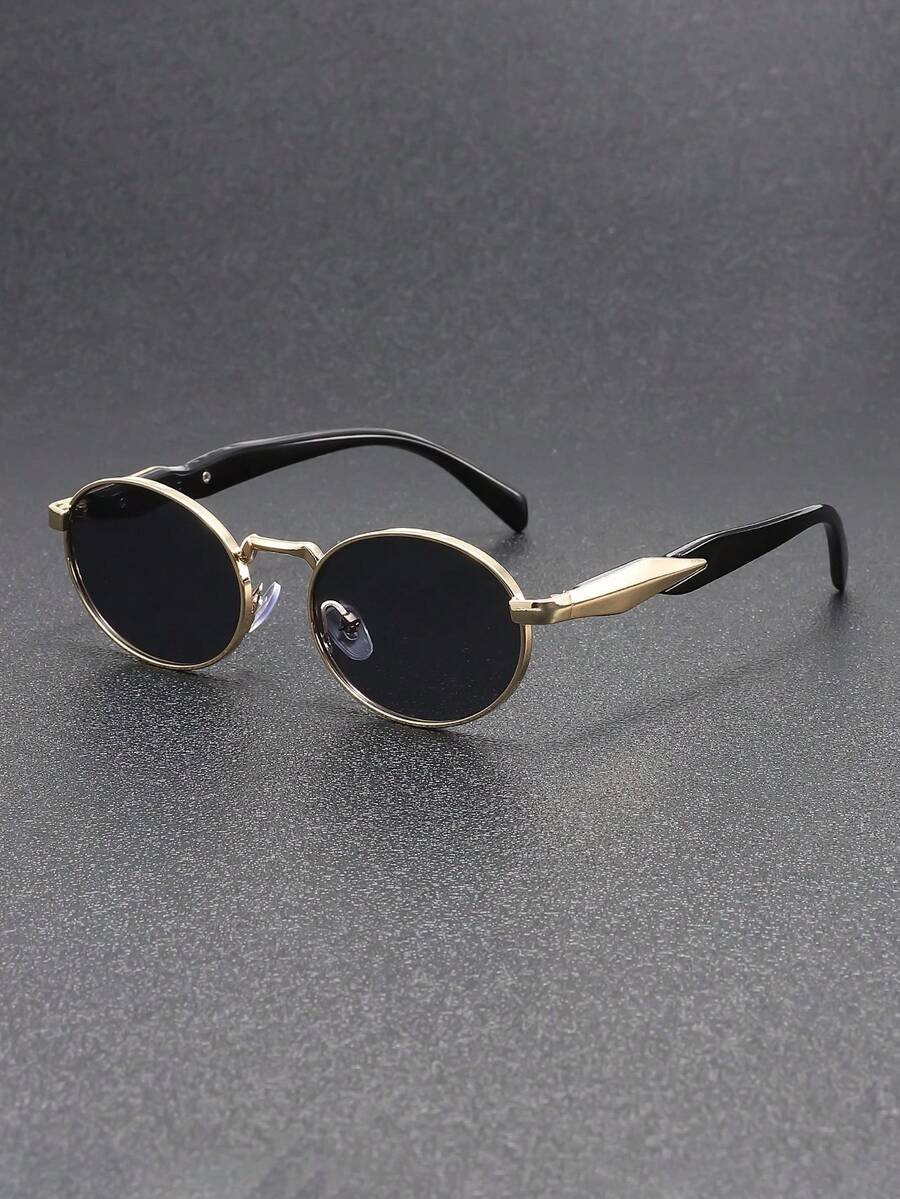 1 Pair Men's Fashion Minimalist Oval Frame Glasses, Perfect Blend Of Modern Style And Vintage Charm, Suitable For Vacation, Party, Daily Life, Fits All Face Shapes - Multicolor - View 1