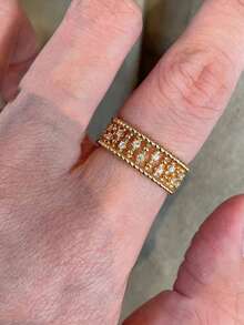 Fashionable Layered Heavy-Weight Gold Open-Work Set-Diamond Ring - Gold - View 5