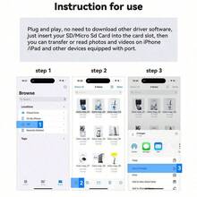 1pc Unisex Travel Portable USB-C/Lightning 2-In-1 Card Reader Dual Slot SD/TF Plug And Play Adapter Compatible With Phone 17/16/15/14/13/12/11/XS/XR/8/7/6/ Series Devices Storage Card Memory Card Converter Connector - White - View 4