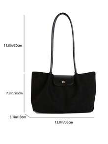 Minimalist Large Capacity Tote Bag, Niche Design Colorblock Shoulder Bag, High-End Fashion Lightweight Versatile Women's Handbag - Black - View 3