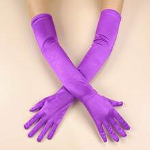1 Pasang Sarung Tangan Satin Elastis Ekstra Panjang untuk Pernikahan, Pesta Malam, Perjamuan, dan Pertunjukan Panggung dengan Layar Sentuh - Violet Purple - View 4