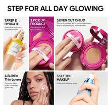 SKINTIFIC Pink Radiance Cushion Foundation # 01C Rose Ivory | Medium Coverage, Natural Glow Finish, Moisturizing For Dry Skin, Lightweight, Long-Lasting And Antioxidant - 01C Rose Ivory - View 10