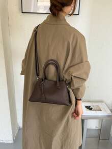 Tote Bag With Unique Knot Pendant Decoration, Equipped With Dual Handles And Detachable Shoulder Strap, Switchable Carrying Styles, Ample Interior Space, Minimalist And Elegant Handbag, Sleek Design With Premium Texture, Suitable For Commuting, Daily Outings, Dates And More Occasions. - Coffee - View 6