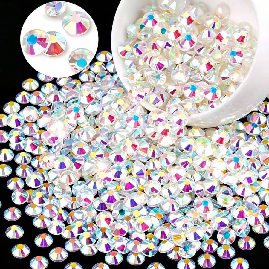 500pcs/1000pcs Resin DIY Jelly Flat Back Mini Round Rhinestones, Decorative Gems For Phone Cases, Cups, Shoes, Boots, Clothing, Handmade DIY Idol Fan Support, Name Tags - A - View 1