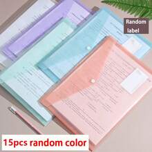 1pc/5pcs/10pcs Random Color Transparent Waterproof Folder With Label Pocket, Document Bag, Transparent A4 Storage Bag, Office Supplies And Information Bag, Suitable For School, Office And Business Document Organization - Multicolor - View 13