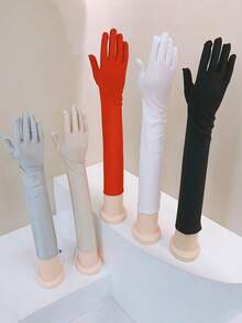 Multi-Color Long Elastic Evening Gloves For Women, Vintage Party, Gala, Ball, Photography, Decorative Arm Sleeves, Performance, Sun Protection Arm Covers, Gift - Multicolor - View 8