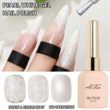 AiFer 1 Pc 15ml Pearl White Shimmer Gel Nail Polish Can Be Used With Different Background Colors To Make Threaded Nails - White - View 12