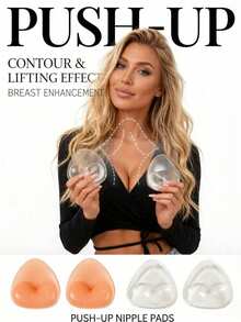 2pcs Heart-Shaped Silicone Bra Pads - Nude And Transparent, Perfect For Swimwear - Super Cute - View 2