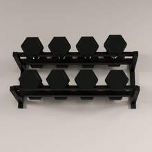 SPORTNOW Wall-Mounted Dumbbell Rack, 2-Tier Weight Rack, Space-Saving Dumbbell Stand, Multi-Functional Organiser For Kettlebells And Yoga Mats, For Home Gym, Black - Black - View 8
