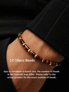Retro Style Tiger Eye Bracelet For Men, Courage, Confidence, Protection Yoga Meditation Spirituality Jewelry Daily Wear Gift For Him, Dad, Boyfriend - Multicolor - View 9