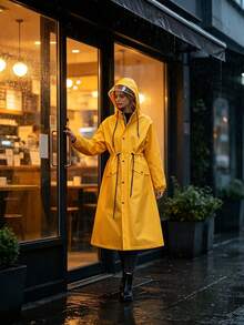 Women's Long Hooded Raincoat Outdoor Windproof Rain - Women's Raincoat - View 4