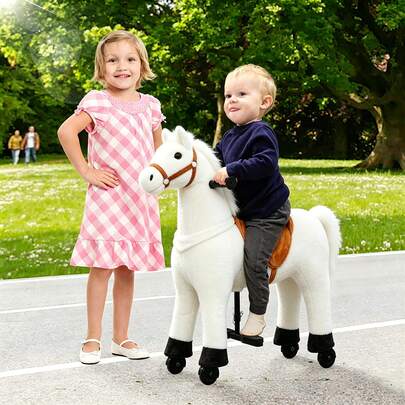 Mechanical Walking Plush Unicorn Ride-On Toy For Girls Ages 4 To Adults | No Battery & No Electricity Required, Max Weight Capacity 187 LBS