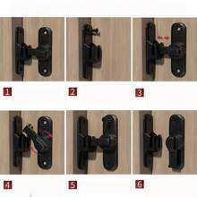 1pc Heavy Duty Security Anti-Theft Door Lock Handle, Commercial/Residential Grade Security Bolt Lock Anti-Pry Lock, With Adjustable Sliding Bolt 90°/180°, Anti-Pry Lock Latch, Includes Screws, Manual Operation, Reinforced Durable Structure - Black [90°/180° Universal] (Double-sided Adhesive) - View 11