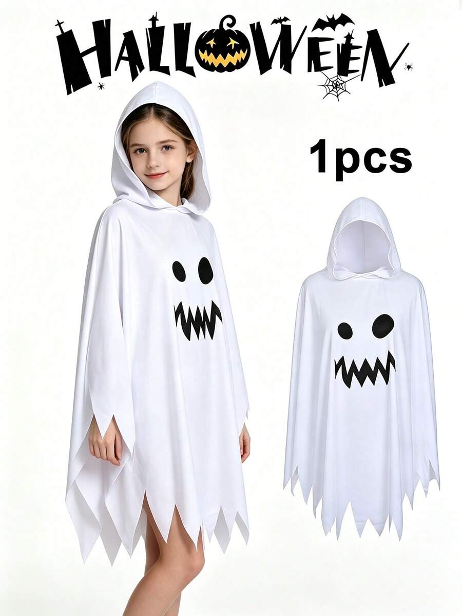 Children's Halloween Ghost Cape, Scary Face Cloak, Perfect Gift For Kids' Halloween Party - Multicolor - View 1